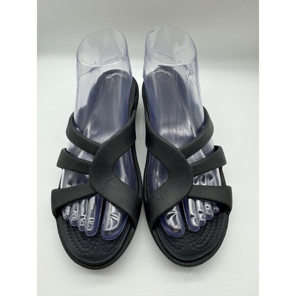 Crocs Black Sanrah Strappy Sandal Slide On Shoe Women Size 7 - Picture 3 of 11